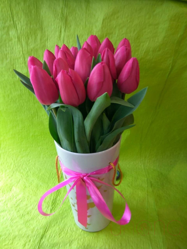 Cone-Shaped Box of Tulips Purple Blush | Srclnhutes.