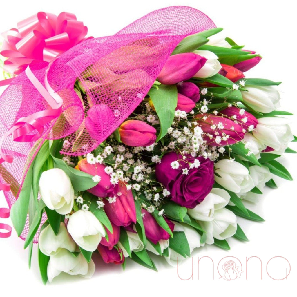Queen Rose Among Tulips Bouquet | Srclnhutes.